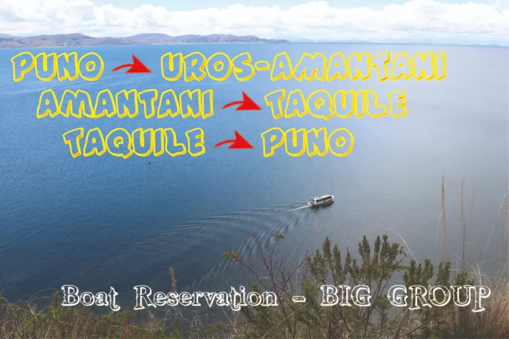 Servicio de transporte en lancha de Puno hacia Uros, Uros hacia Amantani, Amantani hacia taquile y Taquile hacia Puno.