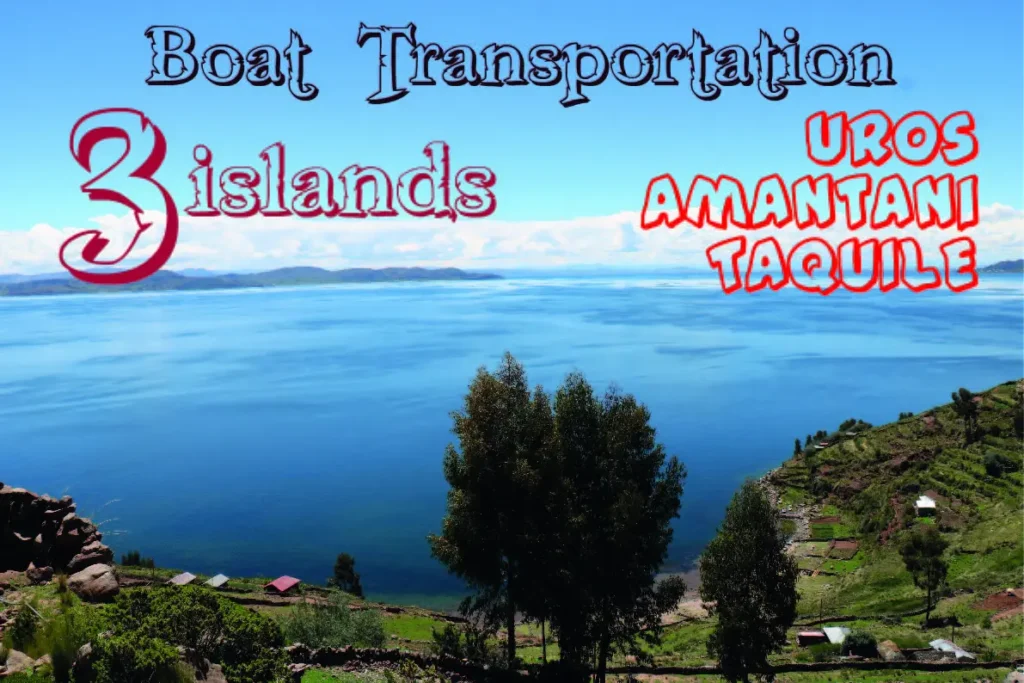 Servicio de transporte en lancha en el lago Titicaca. Puno hacia isla Taquile y isla Amantani. Boat transportation service on Lake Titicaca. Puno towards Taquile Island and Amantani Island. Service de transport en bateau sur le lac Titicaca. Puno vers l'île de Taquile et l'île d'Amantani.